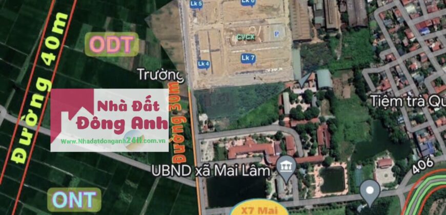 Chuyển nhượng lô góc xẻ khe TT4-8 Tái Định Cư Mai Hiên ,Mai Lâm,Đông Anh mặt đường đôi quy hoạch 30m.